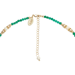 Collana U.S. Polo Assn. In metallo dorato con agata verde e fossile