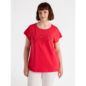 Fiorella Rubino - T-shirt ricamata - Rosso