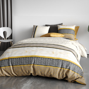 Parure housse de couette imprimé 100% coton - carioca - noir