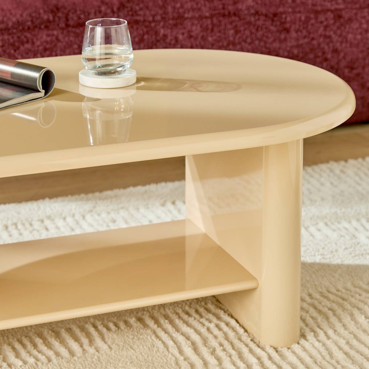 Table basse Douglas ovale 60x110cm beige
