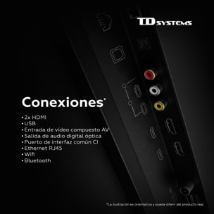 TD Systems - Smart TV 32 pulgadas. Samsung TV Tizen OS 8.0. Sintonizador triple (DVB-T2/C/S2). Televisores con Samsung Smart TV Gaming Hub. Televisión del 2026. Compatible con Prime Video, Netflix, Movistar+, HBO, y más Apps - M32C22TIZEN
