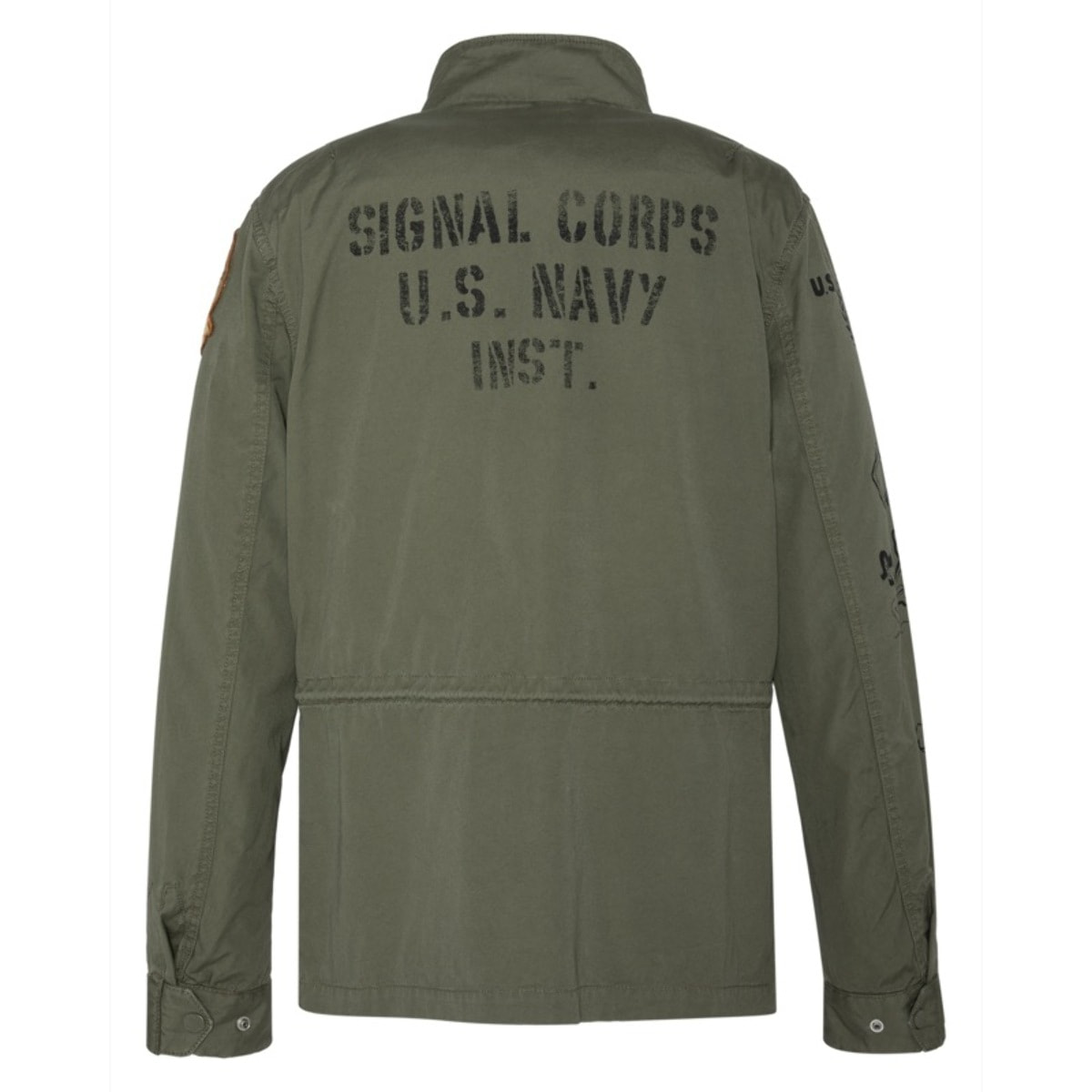 M-1941ARMY M-65 ZIPPERED JACKET WITH PRINTS & BADGESSchott NYCKHAKI