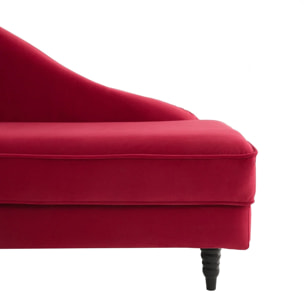 Méridienne droite ALBA 195 cm velours Rouge - 100% déhoussable - Fab. France