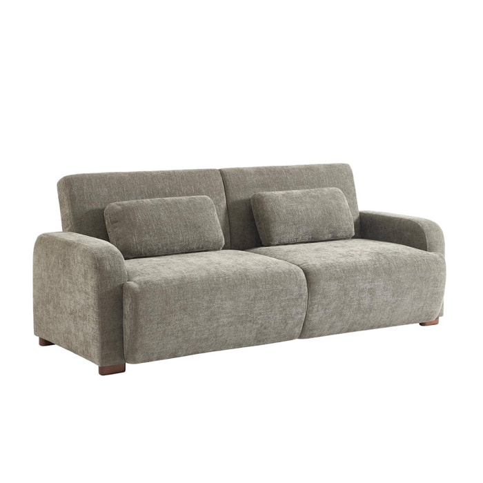 Canapé convertible 3 places tissu vert de gris L 211 x P 92 x 85cm  - Dany