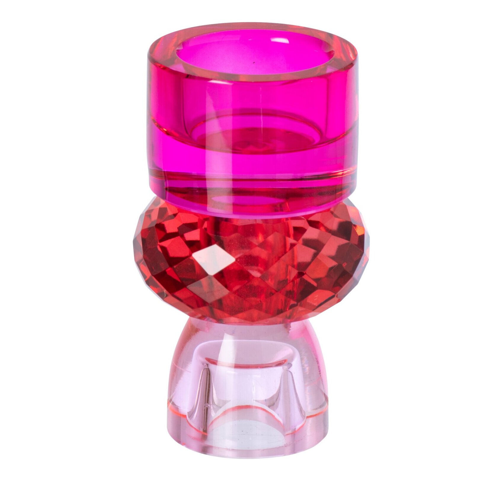 J-Line bougeoir - verre - rouge Noël/fuchsia - small