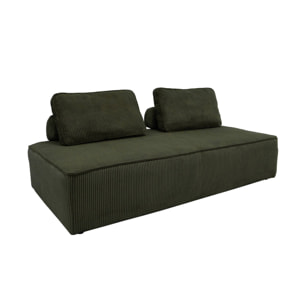 Chauffeuse 2 places pour canapé modulable velours côtelé vert foncé