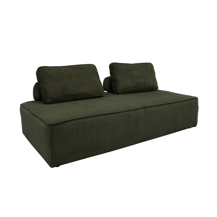 Chauffeuse 2 places pour canapé modulable velours côtelé vert foncé