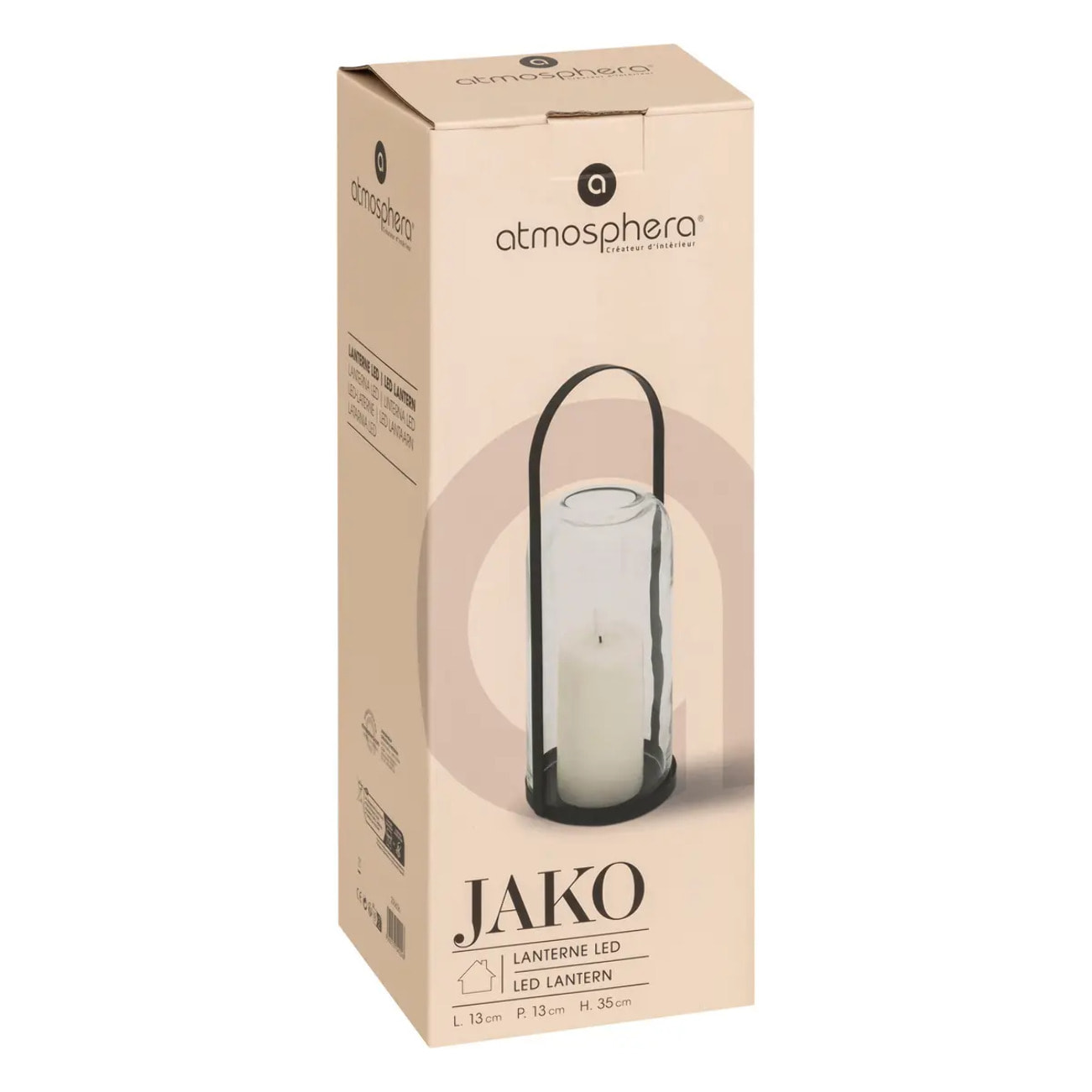 Lanterne led "Jako" noir H35cm