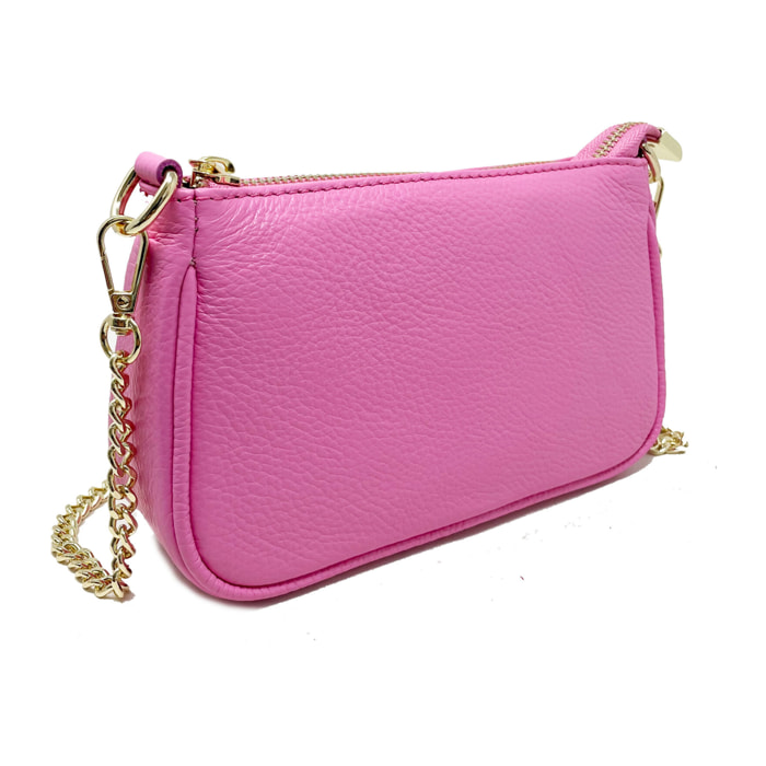Chicca Borse - Tracollina Clutch Donna in Vera Pelle - Colore Rosa