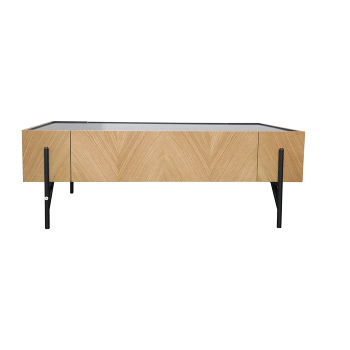 Table basse en bois clair avec 2 grands tiroirs FENIX