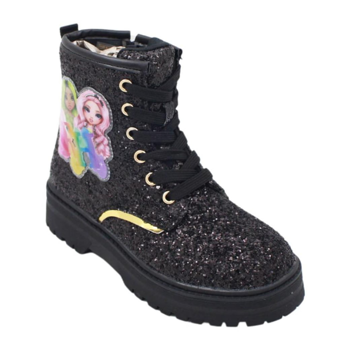 Anfibi con glitter Rainbow High Lei Easy Shoes NERO