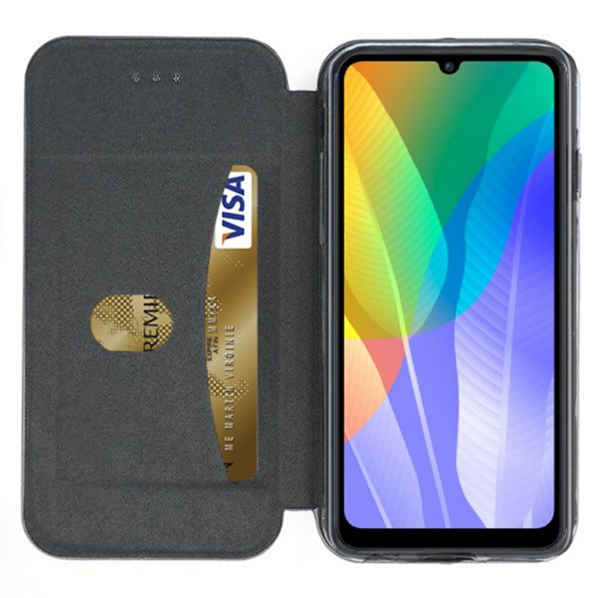 Etui IBROZ Huawei Y6P 2020 Cuir noir