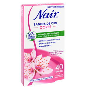 Pack de 2 - Nair - Bandes de cire froide corps aux extraits de fleurs de cerisier et Huile de riz