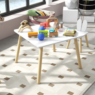 Juego de Mesa y 2 Sillas Infantiles Mesa Infantil con Sillas Respaldos con Orejas de Conejo Mesa Infantil para Guardería Sala de Juegos Blanco