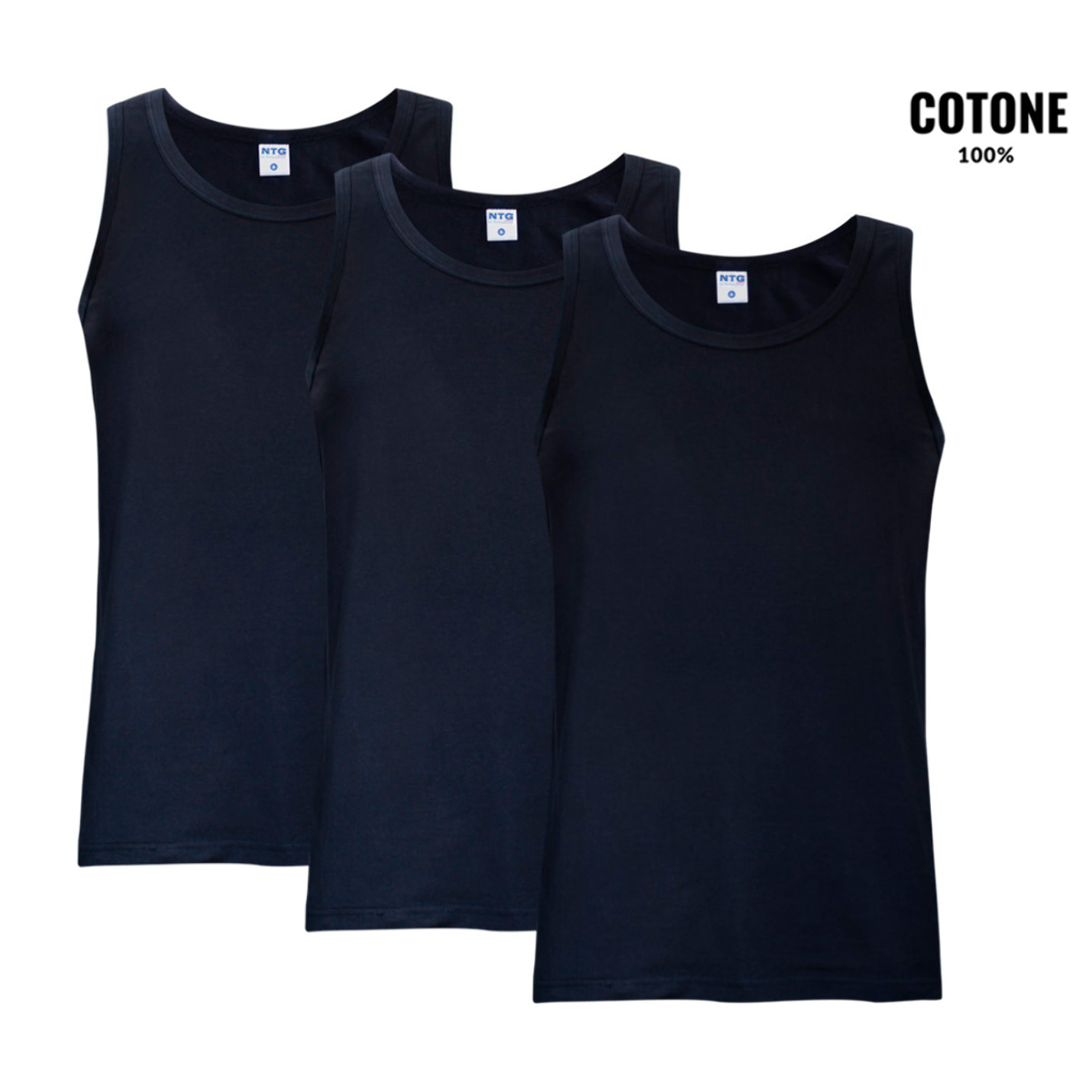 3 Canotte Uomo 100% Cotone NOTTINGHAM Art. VL700