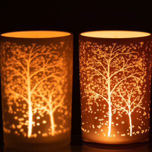 J-Line photophore Arbre - verre - blanc/saumon - large - 2 pcs