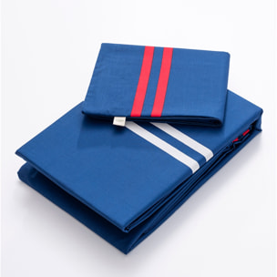 Juego de 3pzs color azul marino (funda nórdica individual 155x200+30cm + sábana bajera 90x200+30cm + funda cojín 45x115cm) 100% algodón 180tc el ganso