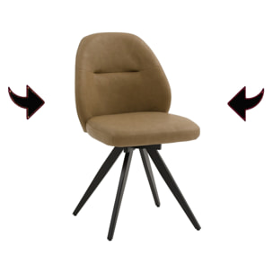 Set di 4 sedie girevoli ZENNENDAL in similpelle marrone e gambe in metallo nero