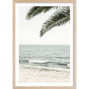 Poster plage tropicale Affiche + cadre en bois - Chêne
