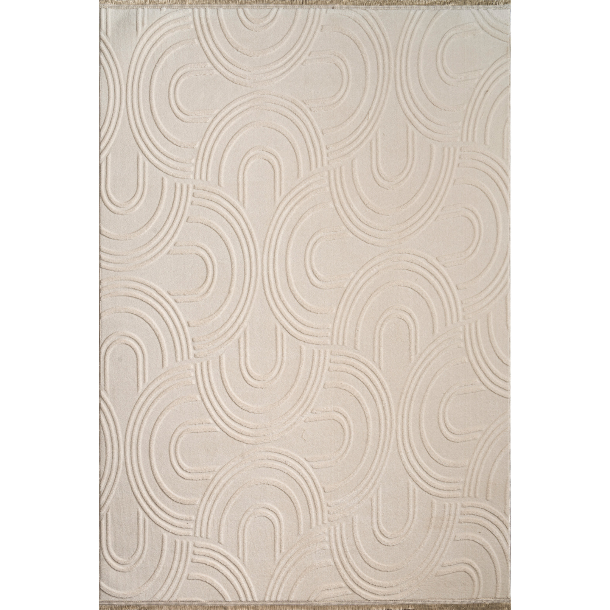 Tapis Oppo 1017 crème 200x290cm - Motif en relief - Lavable en machine