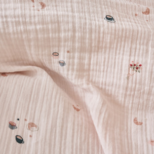 Housse de couette imprimée en gaze de coton, BREAKFAST IN PARIS, Beige