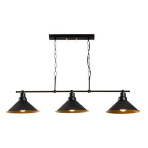 Suspension industreille noire 3 ampoules NILA