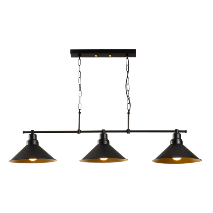 Suspension industreille noire 3 ampoules NILA