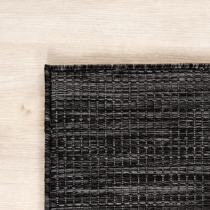 MIRA - Tapis intérieur/extérieur noir à aspect naturel