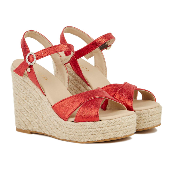 Sandalias de Cuña para Mujer - LA VALETA CARINA ROJO