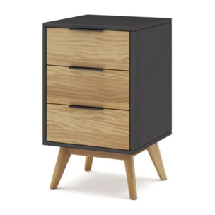 Mesita de noche Numa 3 cajones Gris Alpino - Oak