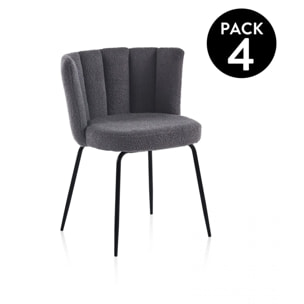 Pack 4 sillas de comedor Bodhi Crochet Gris