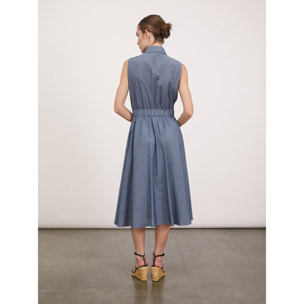 Motivi - Vestido camisero efecto denim - Azul