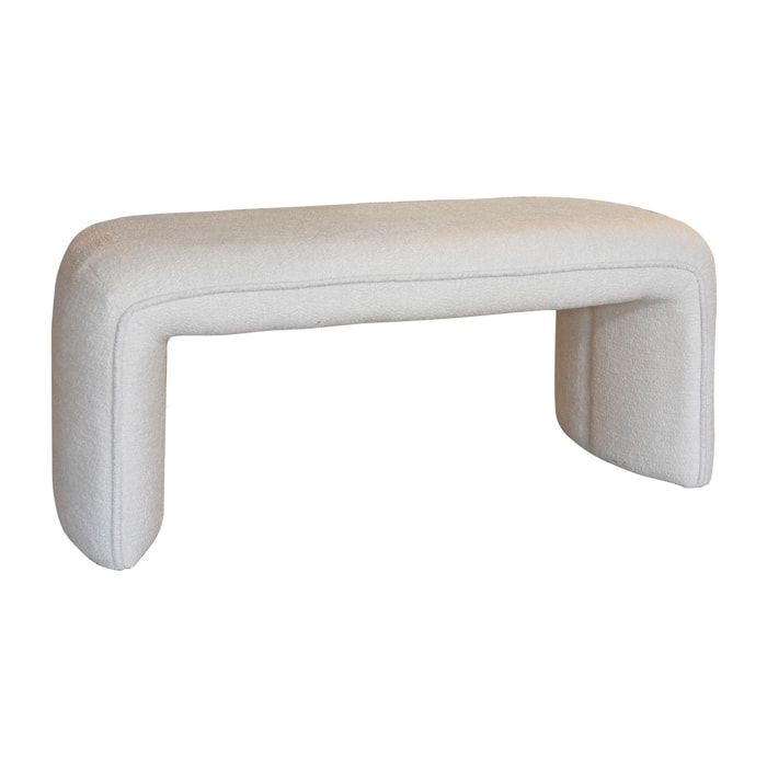 Banc en tissu bouclette beige et structure en bois MALO