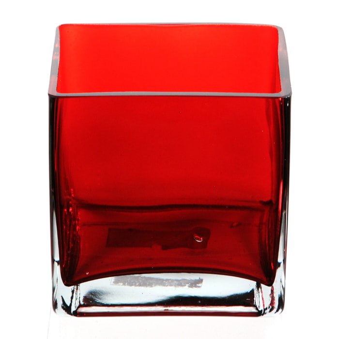 Cubo Colorato. Altezza 10 Cm - Pezzi 4 - 10X10X10cm - Colore: Rosso - Bianchi Dino - Vasi E Cont. Vetro, Alzate