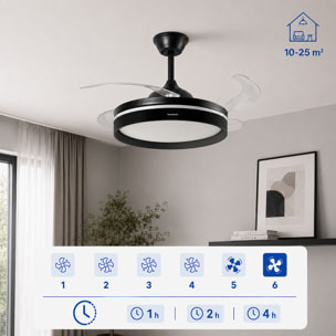 Ventilador de Techo con Luz LED, 4 Aspas Retráctiles y Mando a Distancia InnovaGoods
