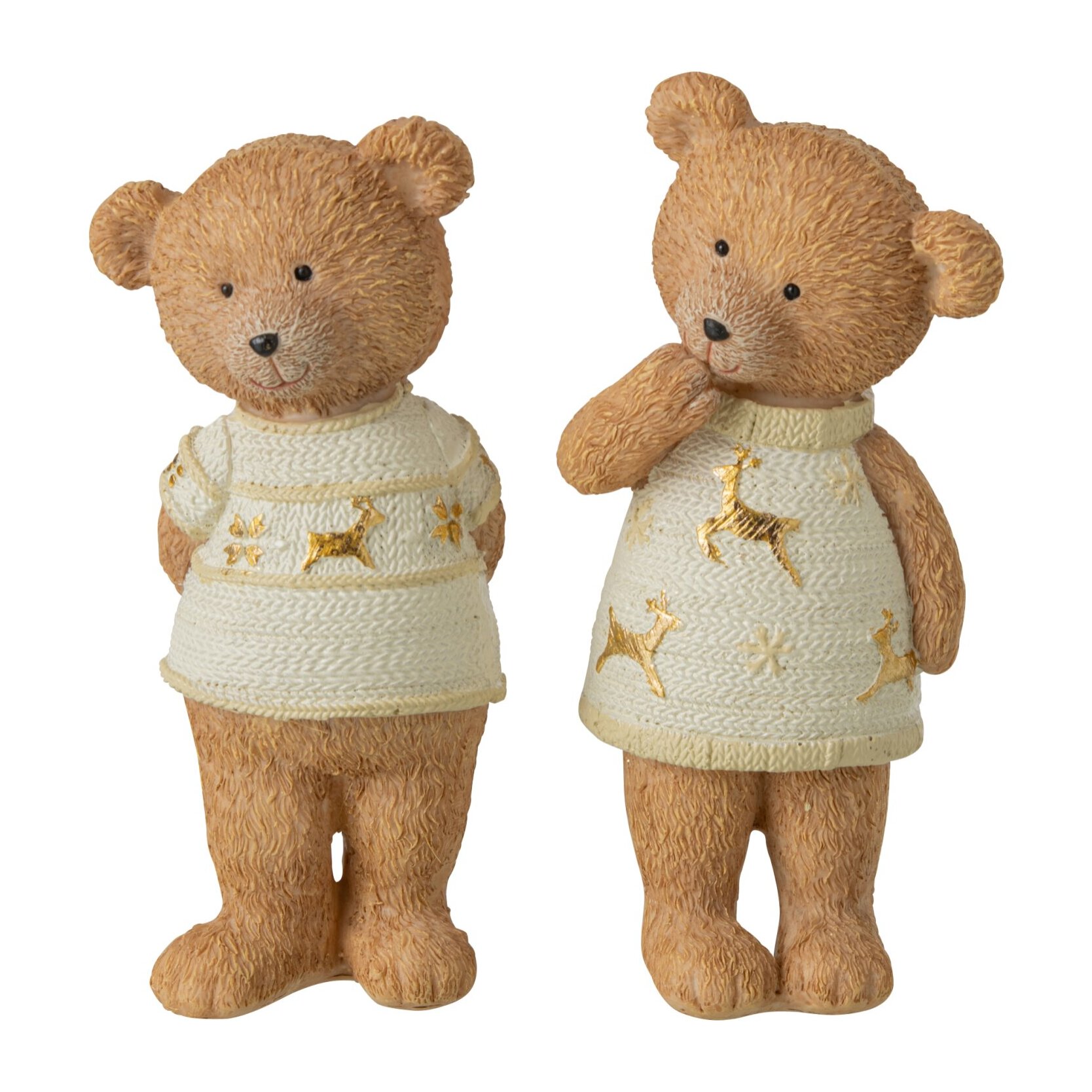 J-Line couple d’ours - polyrésine - camel - large - assortiment de 2