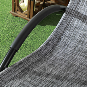 Chaise longue à bascule rocking chair design contemporain métal textilène gris chiné