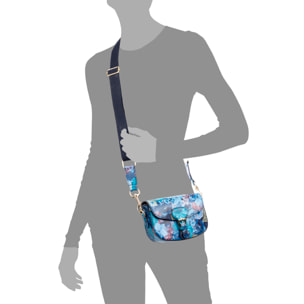 Annone bolso bandolera mujer. Piel auténtica acabado Ruga estampada con flores