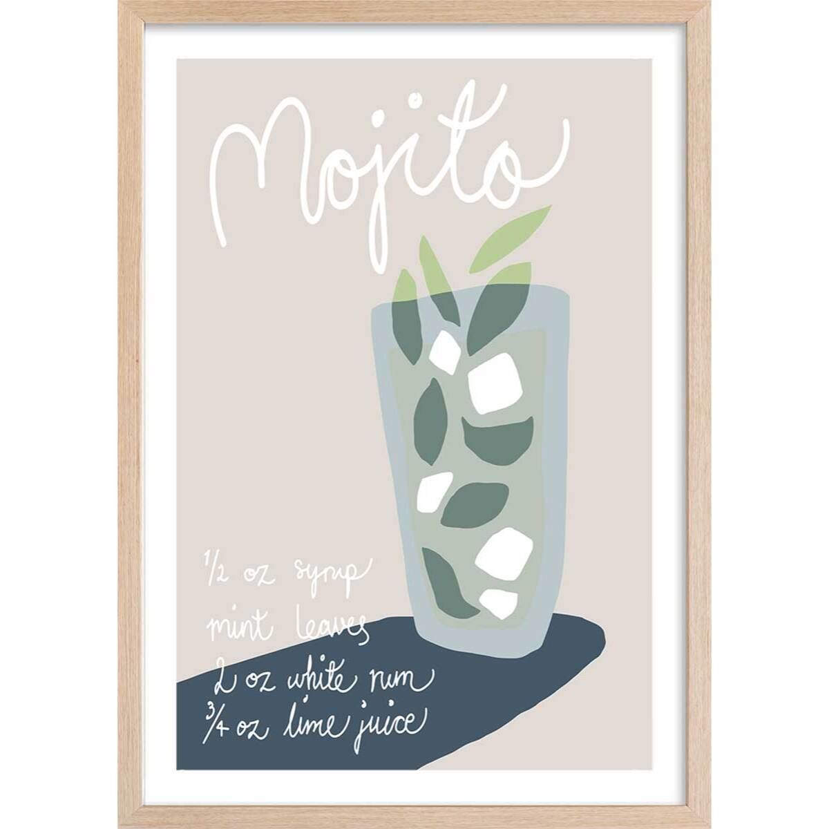 Affiche  pause mojito Affiche + cadre en bois - Chêne