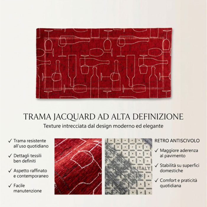 Tappeto cucina Bottles in cotone, acrilico e poliestere - GRIGIO
