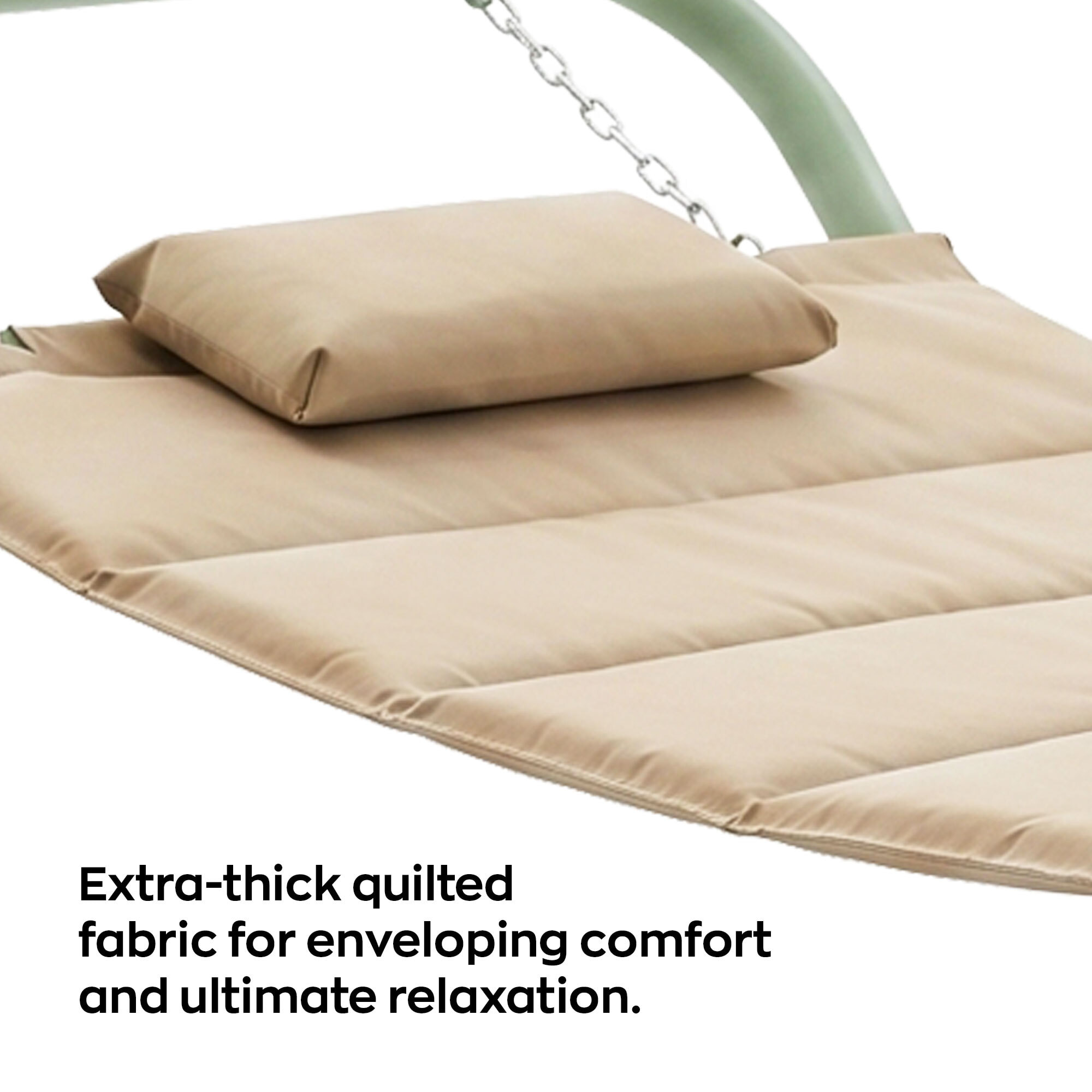 Levia - Amaca Da Giardino 233x86x95 cm Con Supporto in Metallo e Cuscino per Esterno in Tessuto Beige
