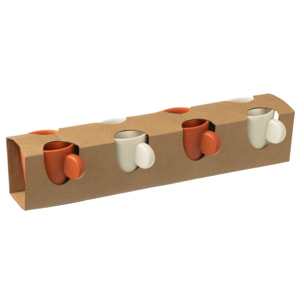 J-Line tasse Anse - céramique - orange/blanc - boîte de 4