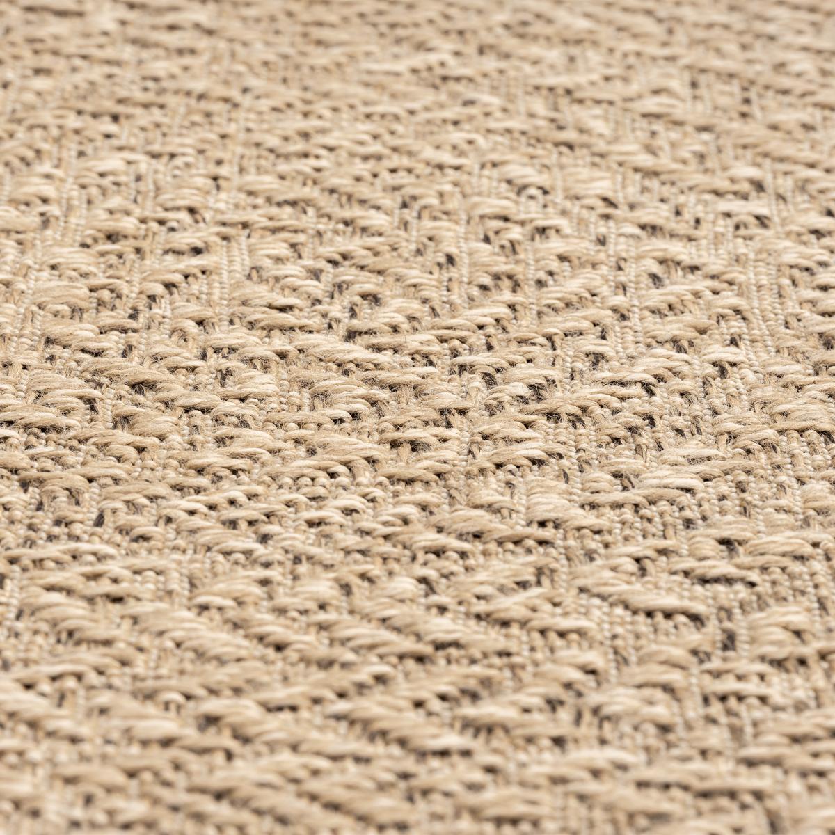 Tapis extérieur intérieur REZY aspect jute motif rond  ton sur ton