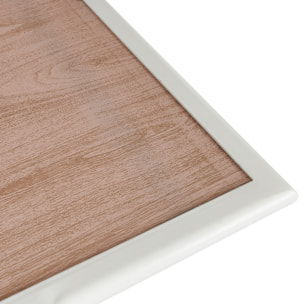 Table Metal Blanc Effet Bois Barcelone 110x70 M1