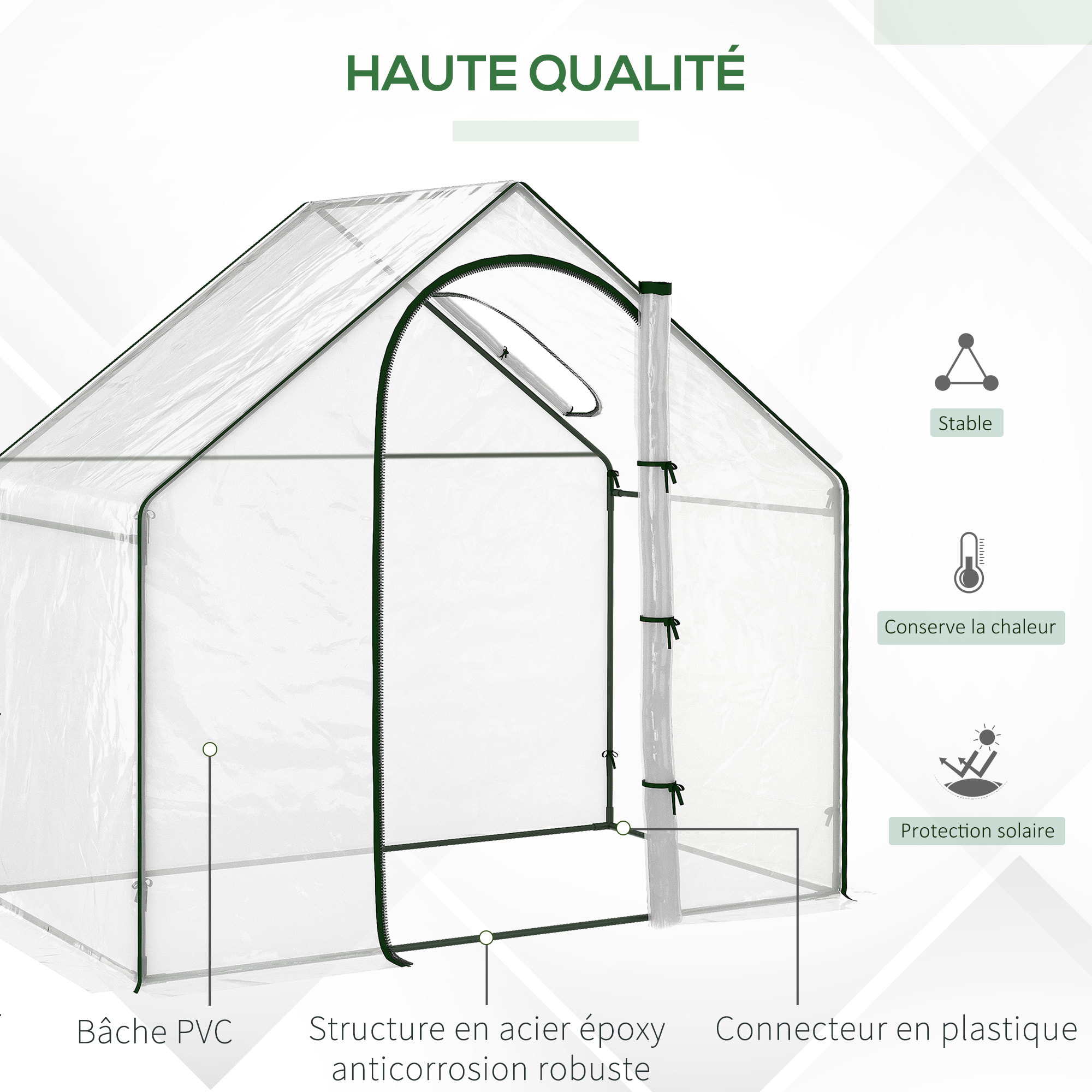 Serre de jardin balcon terrasse serre pour tomates 1,8L x 1l x 1,68H m acier PE imperméable transparent