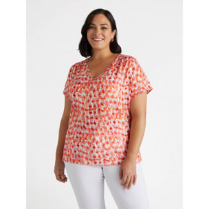 Fiorella Rubino - Blusa stampata con scollo a V - Arancione