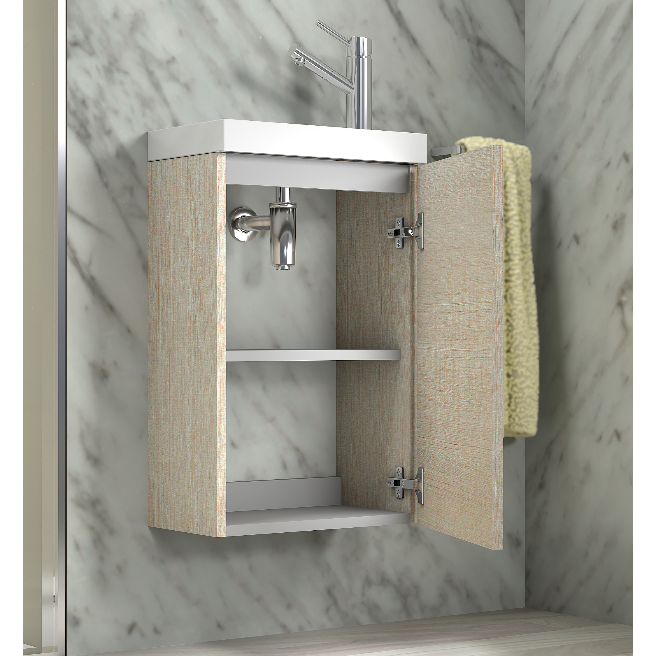 Ensemble de salle de bain LAVEMAINS 40 Alday, 40cm, Bois Clair