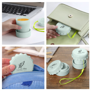 Tazza pieghevole in fibre naturali 130ml. Realizzato in canna da grano, con lanyard per appendere.