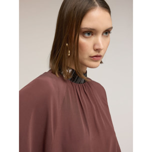 Motivi - Blusa fluida con colletto ricamato - Bordeaux