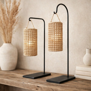Support de lampe métal brut carré - Noir